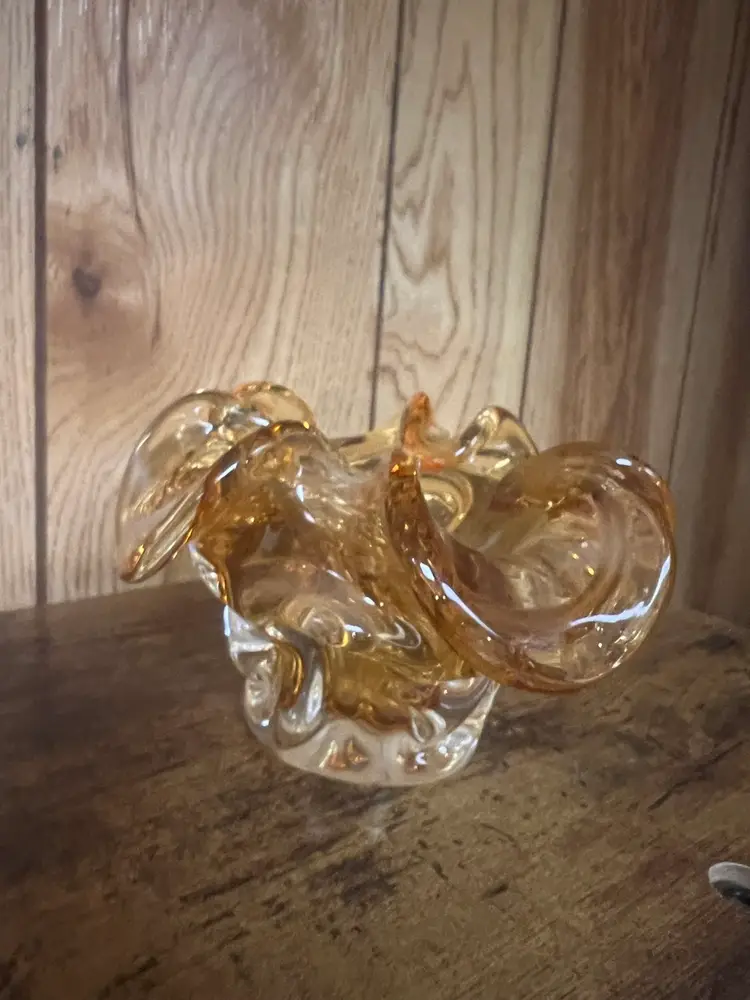 Murano Amber Glass Dish Ashtray 4”