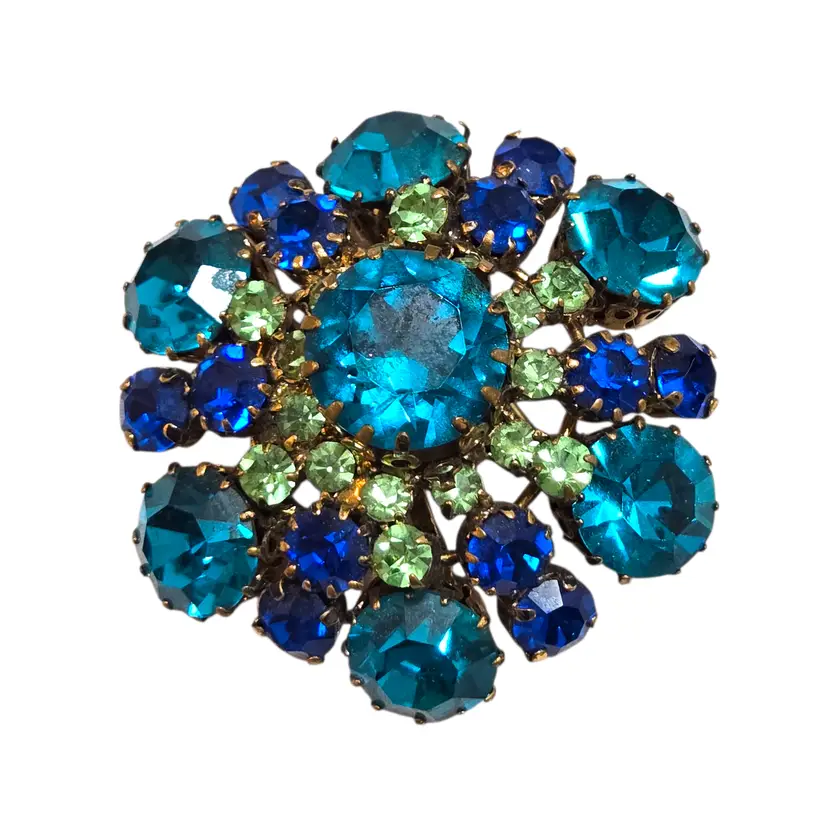 MCM Made in Austria Vibrent Blues Greens Brooch