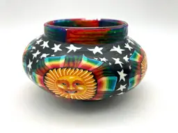 17 - Polymer Clay Sun And Stars Votive Holder 4.25”