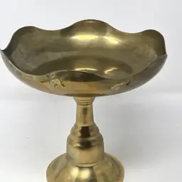 Scalloped Brass Pedestal Bowl