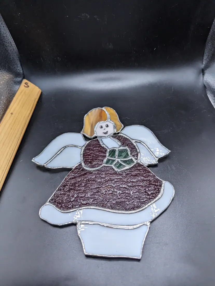 Vintage Lead Stain Glass Angel Sun Catcher.