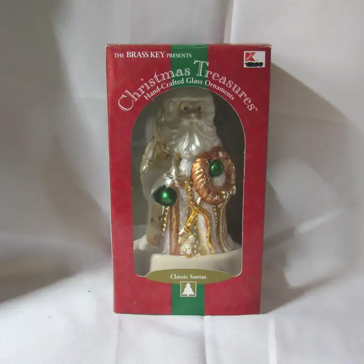 VTG 2001 Christmas Treasures Old World Glass Santa Claus Christmas Ornament 7"