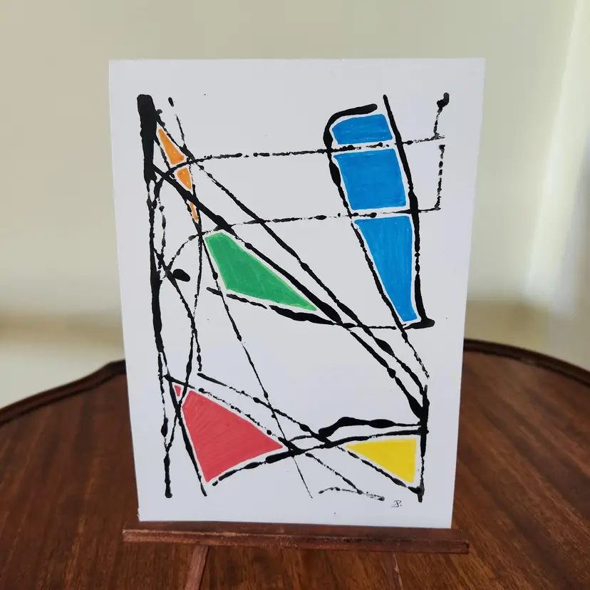 Marble Art On Watercolor Paper Original Signed By The Artist Frame Not Included 5"x7"