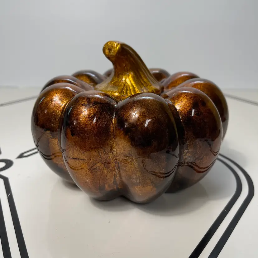 Decorative Pumpkin Fall Thanksgiving Decor Gold Leaf & Lacquer over Ceramic