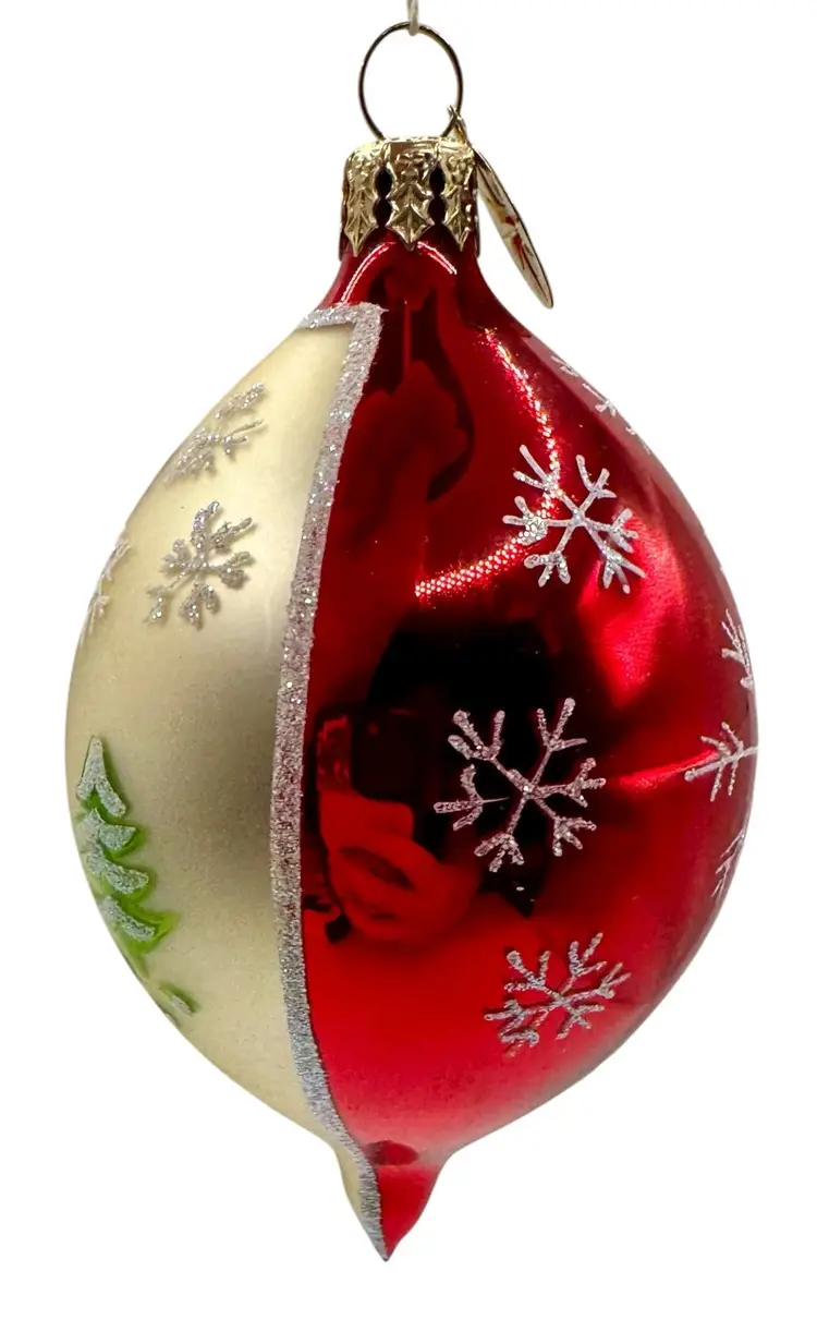 Vintage Christopher Radko Fantasia St Moritz Teardrop Glass Christmas Ornament