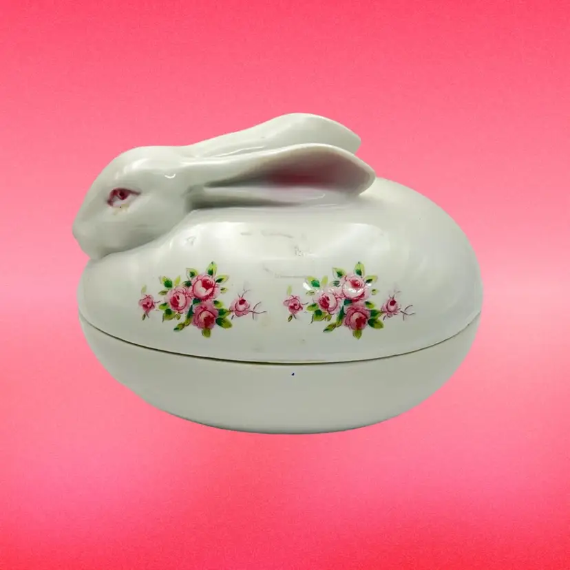 Porcelain Rabbit Trinket Dish