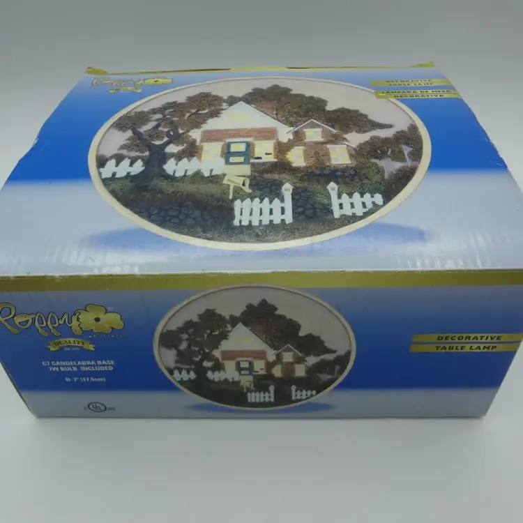 Poppy Industries Decorative Table Lamp Stained Glass NOS