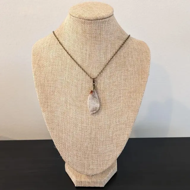 Lace Agate Stone Necklace - Bronze