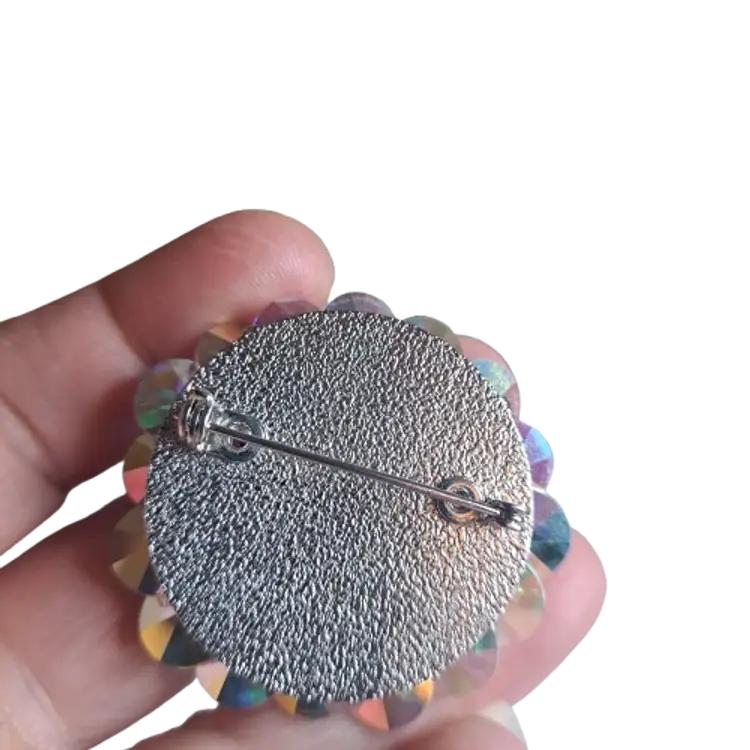 Large Rivoli Glass Vintage Brooch 3 Inches