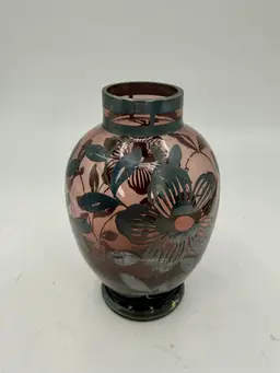 Vintage Purple Amethyst Small Vase Silver Overlay 4" Made In Italy