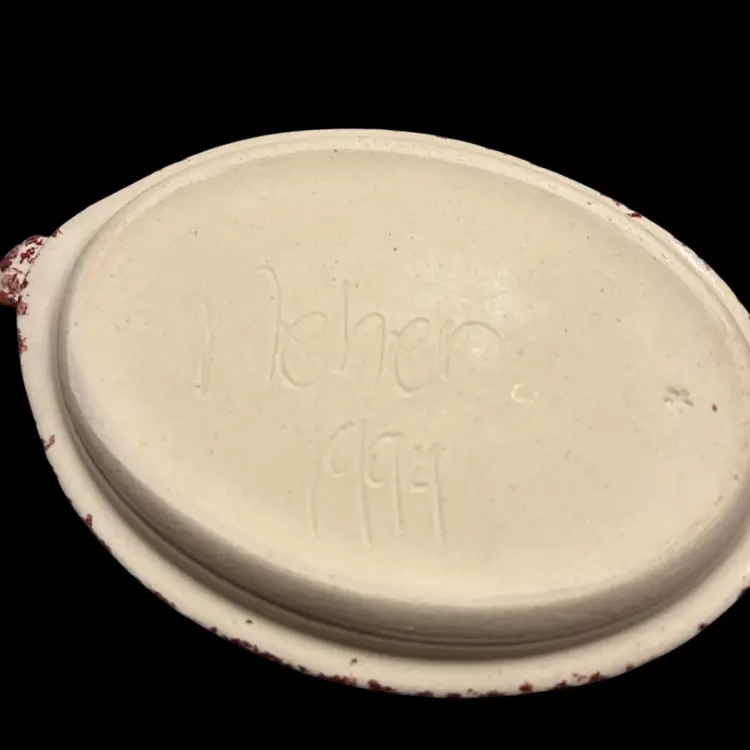 Vintage Apple Pottery Spoon Rest 1994 Retro Sponge Ware Signed