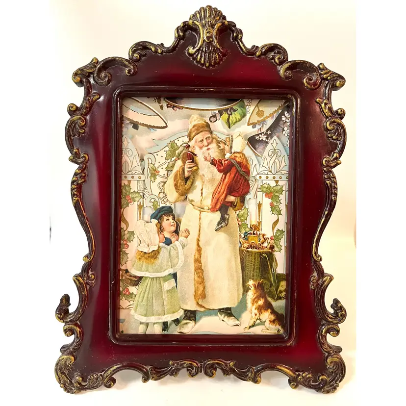 Linco Burgundy Gold Color Ornate Photo Picture Frame Baroque Style Taiwan 10x7.5 in
