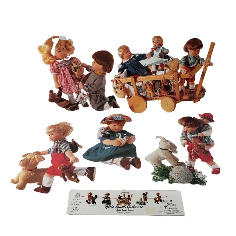 Vintage Kathe Kruse Die Cut Garland Ephemera German Children 5 Pc and Cord  1997