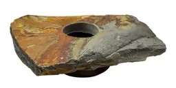 Natural Slate Stone Slab Ikebana Flower Frog Vase Pottery Base Brown 7”