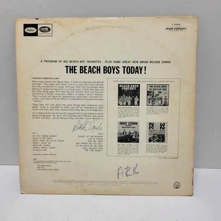The Beach Boys Today! Original LP Vinyl Untested Sold As Wall Art