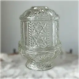 Vintage Indiana Glass Stars And Bars Clear Fairy Lamp 1960s