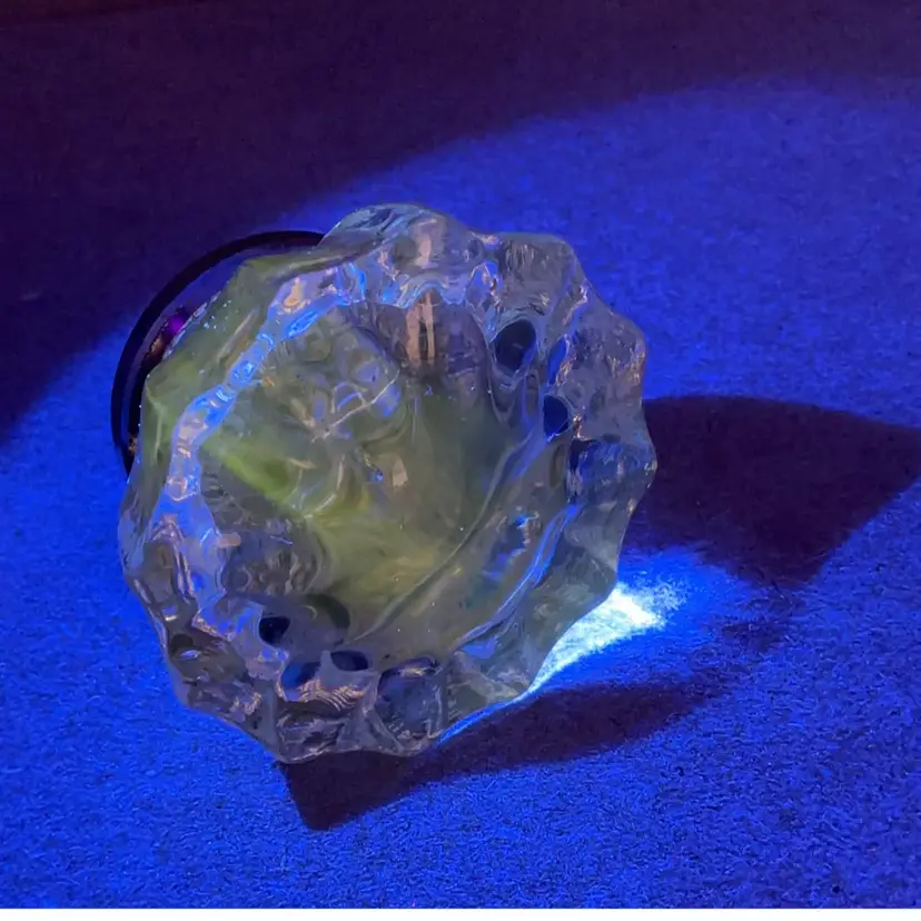 VTG Glass Nickel Doorknob Clear Glass GLOWS! Paperweight? 2” x 2”