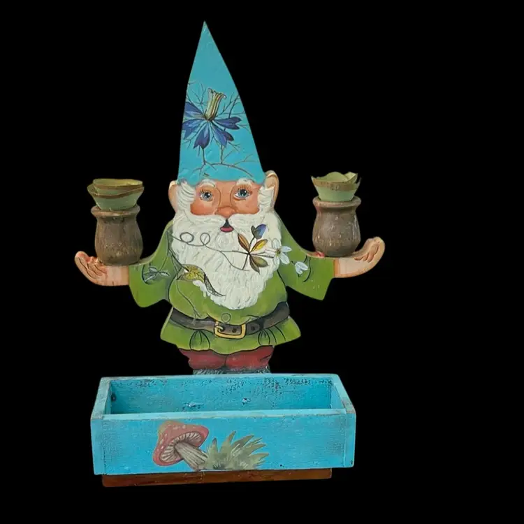 Vintage Wood Gnome Stand Up Figurine