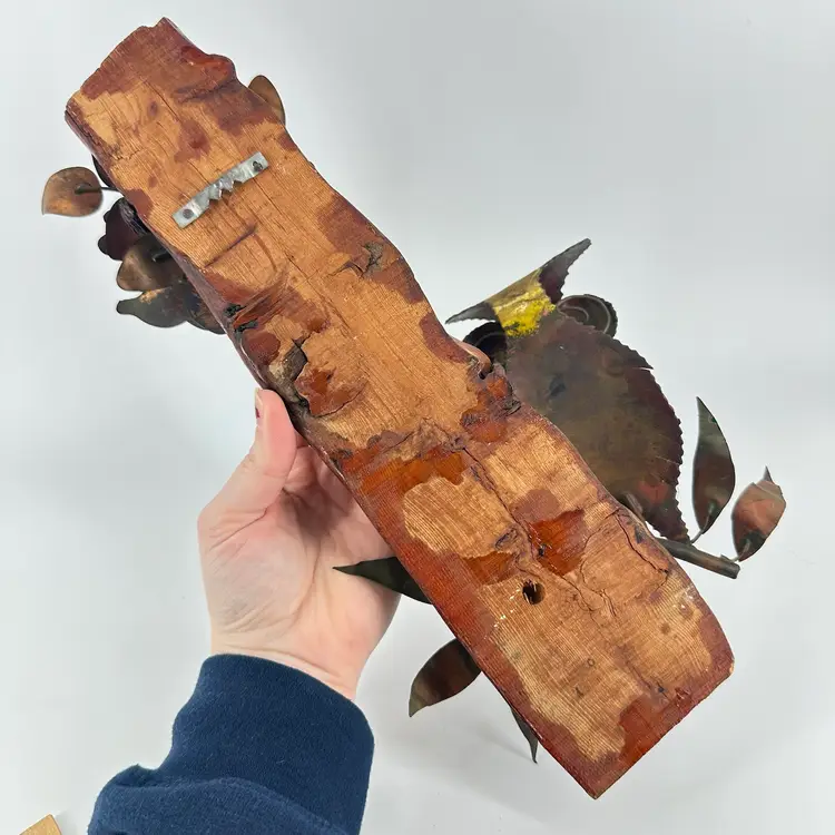 Wood And Enamel On Cooper Owl & Butterfly Wall Art SIGNED