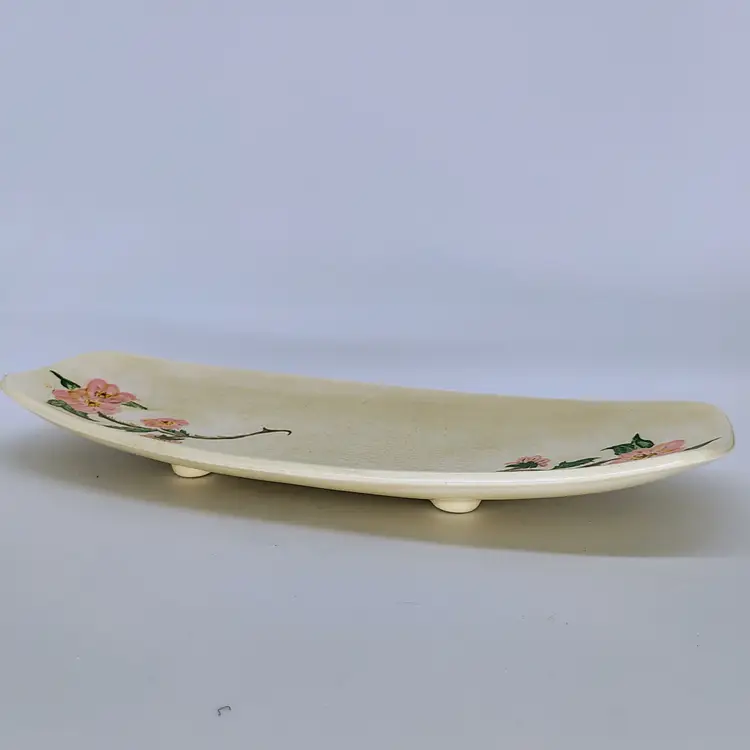 Vtg Hand Painted Footed Ceramic Trinket Dish Signed And Dated By Artist
