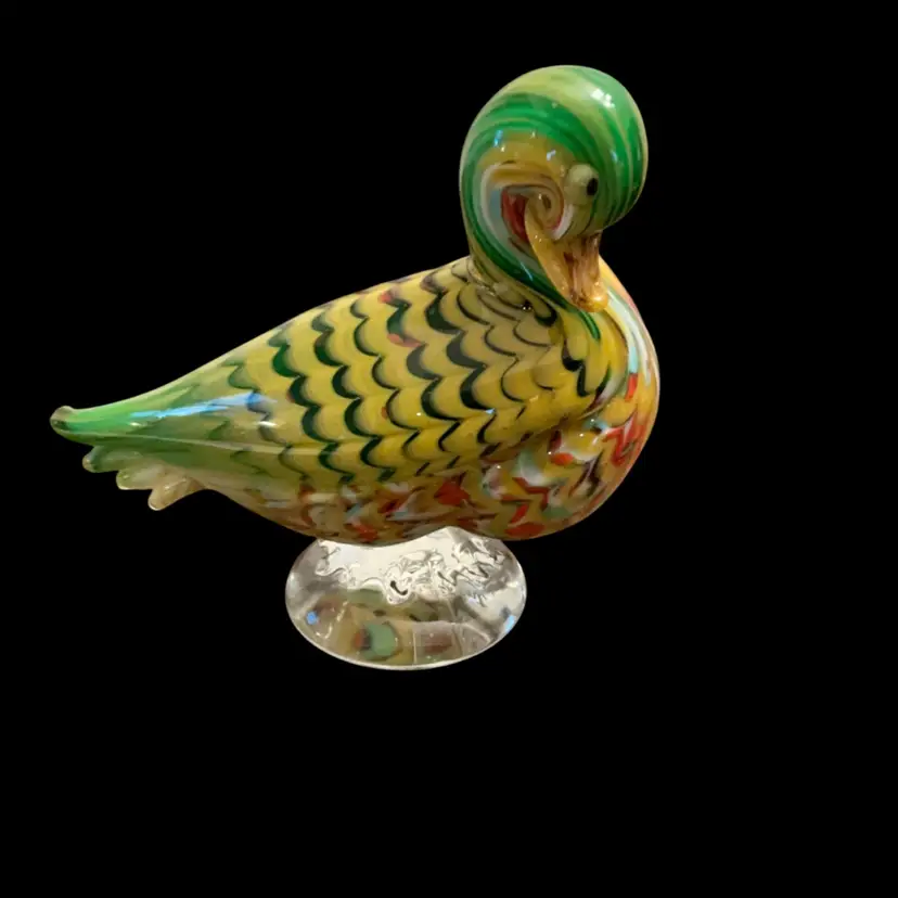 HTF-Murano La Tour d’Argent Art Glass Duck 5.25” x 6.5”-GLOWS