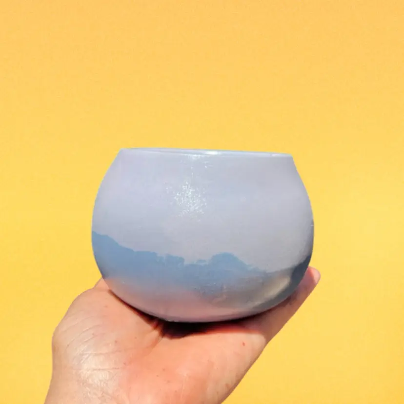 3.25” IMPERFECT Pale Blue Concrete Globe Planter (air bubbles on one side)