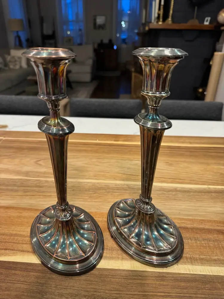 Antique Silver Plate Candlestick Holders