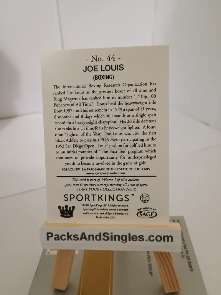 Joe Louis SportKings Sage 2018 Boxing Sports Trading Card