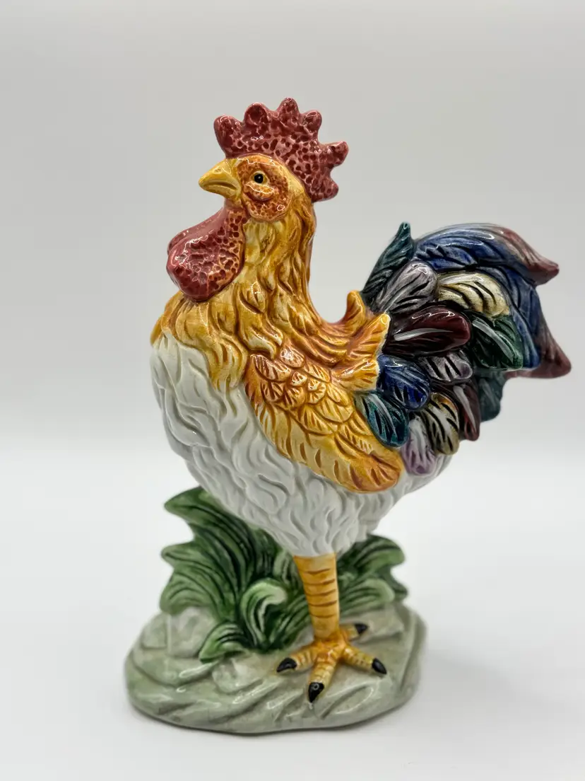 Vintage Rooster Figurine Multicolor Ceramic, By Cracker Barrel, Made China
