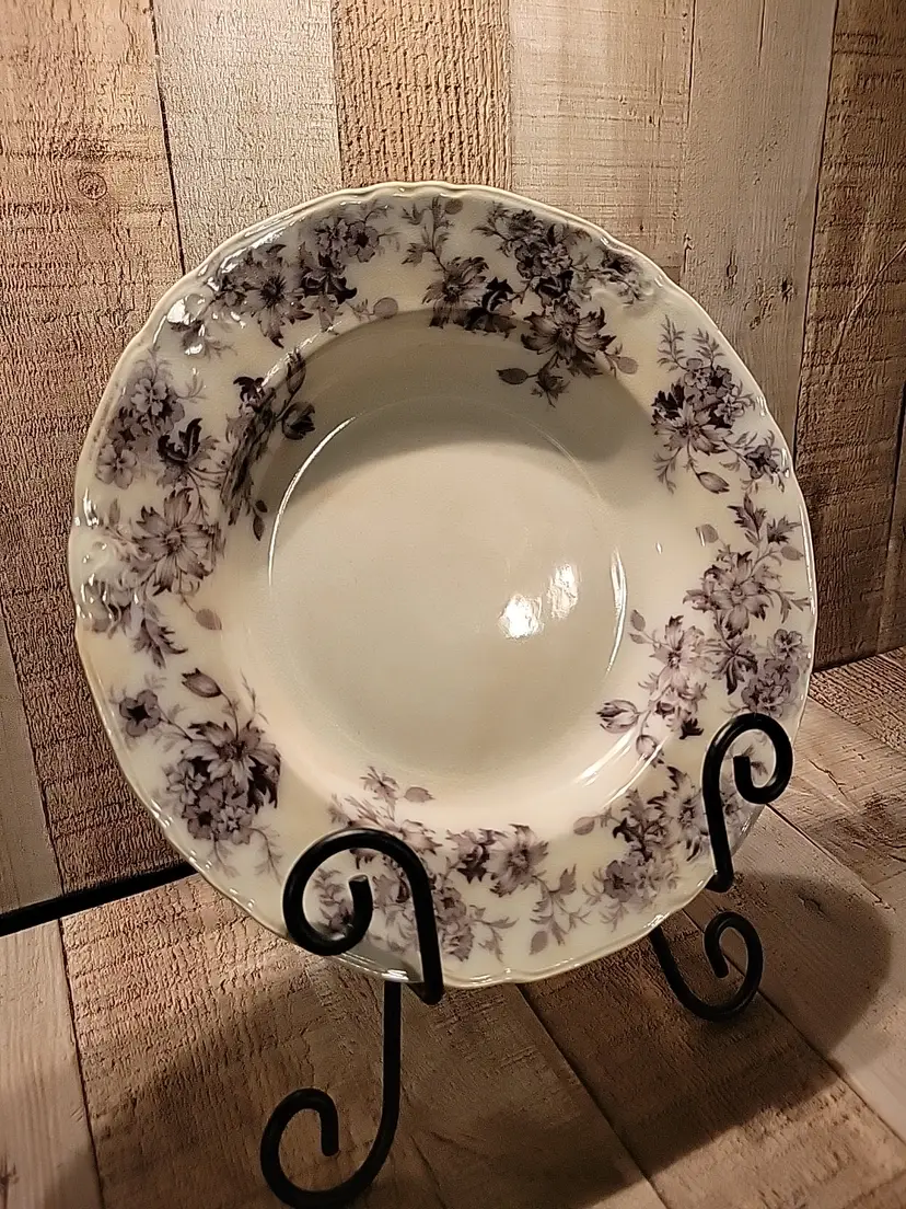 Antique New Wharf 1890s Killarney 9" Semi-Porcelain Rimmed Soup Bowl England