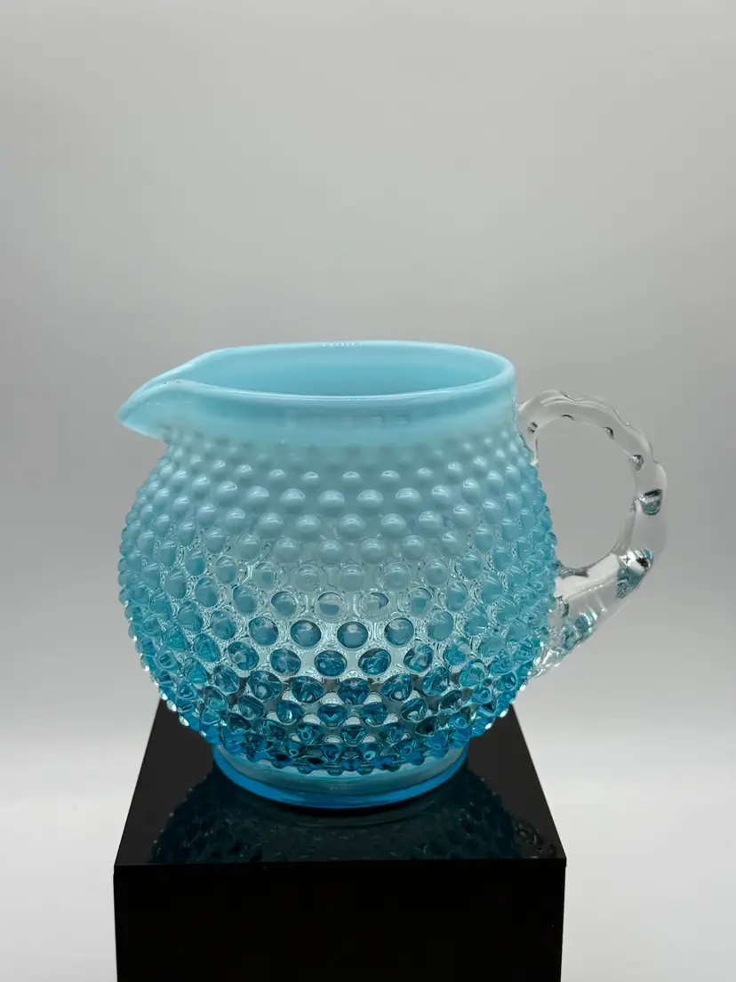Fenton Blue Opalescent Hobnail Pitcher