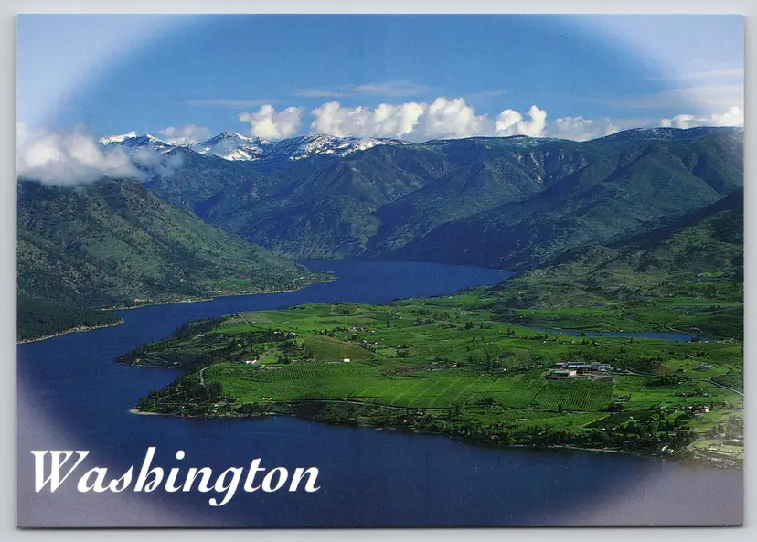 Postcard Aerial View Chelan Puget Sound Washington Resort Town -  John Marshall - 15051