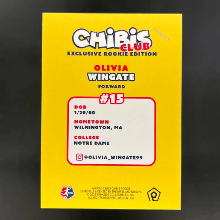 Olivia Wingate 2023 Parkside NWSL Chibi Club Exclusive Rookie Edition