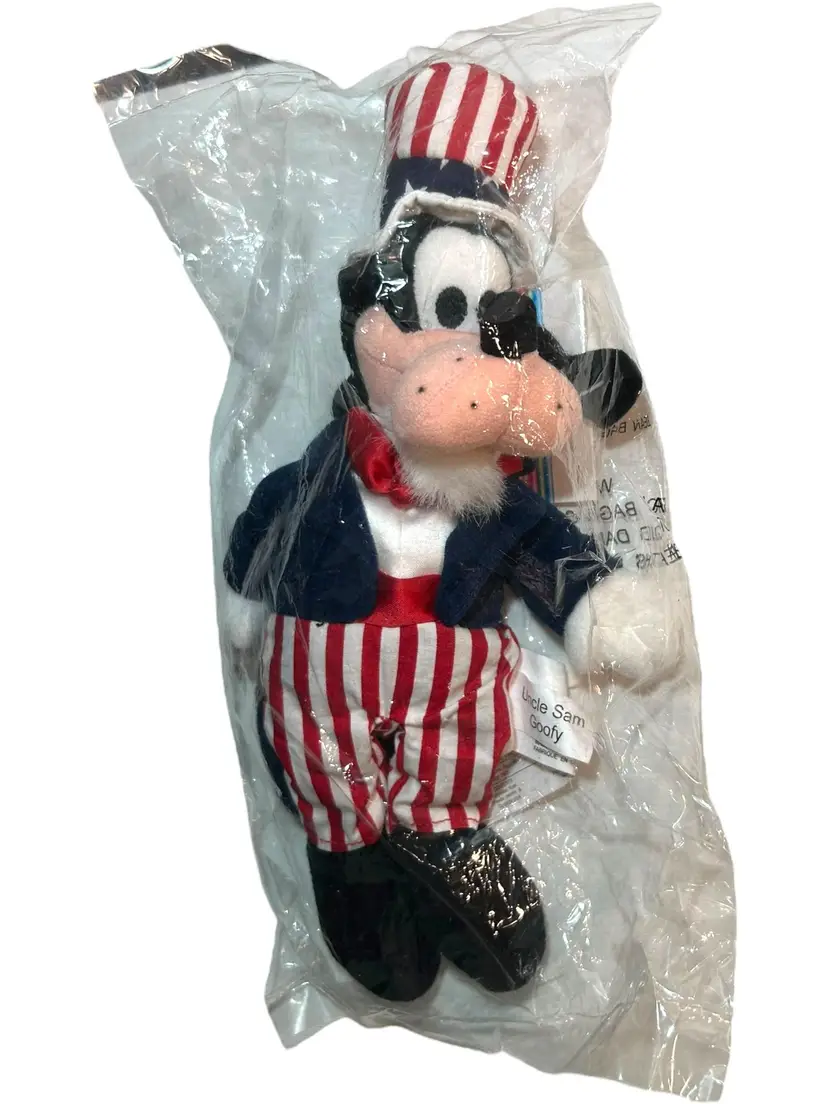Disney Store Bean Bag Plush Uncle Sam Goofy New In Bag