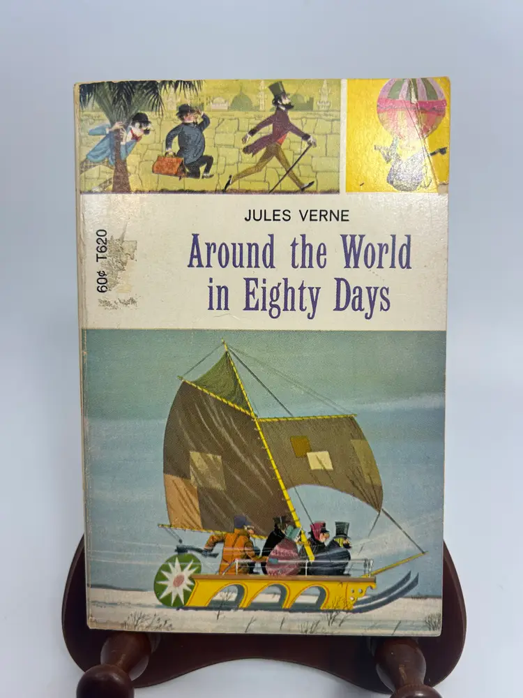 Vintage 'Around the World in Eighty Days' By Jules Verne Paperback Book 1968 Scholastic Library
