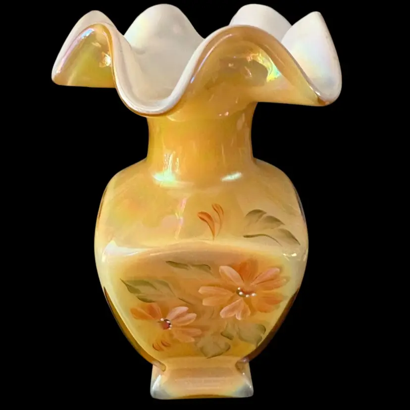 27 Marigold Iridescent Fenton Vase