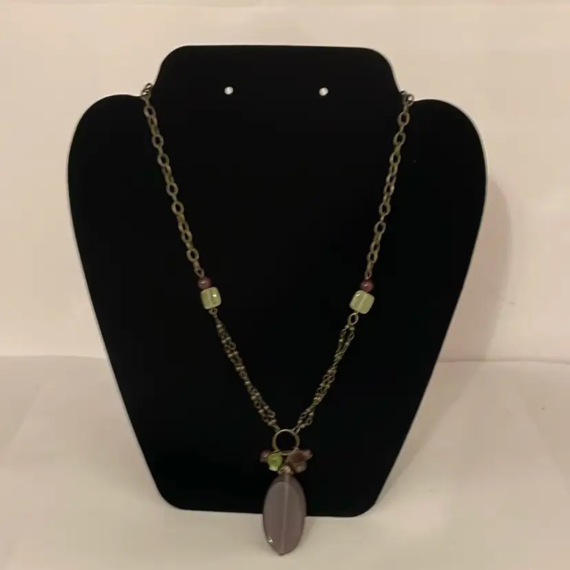 #515 Bronze Chain Green Brown Rust Plastic Beads