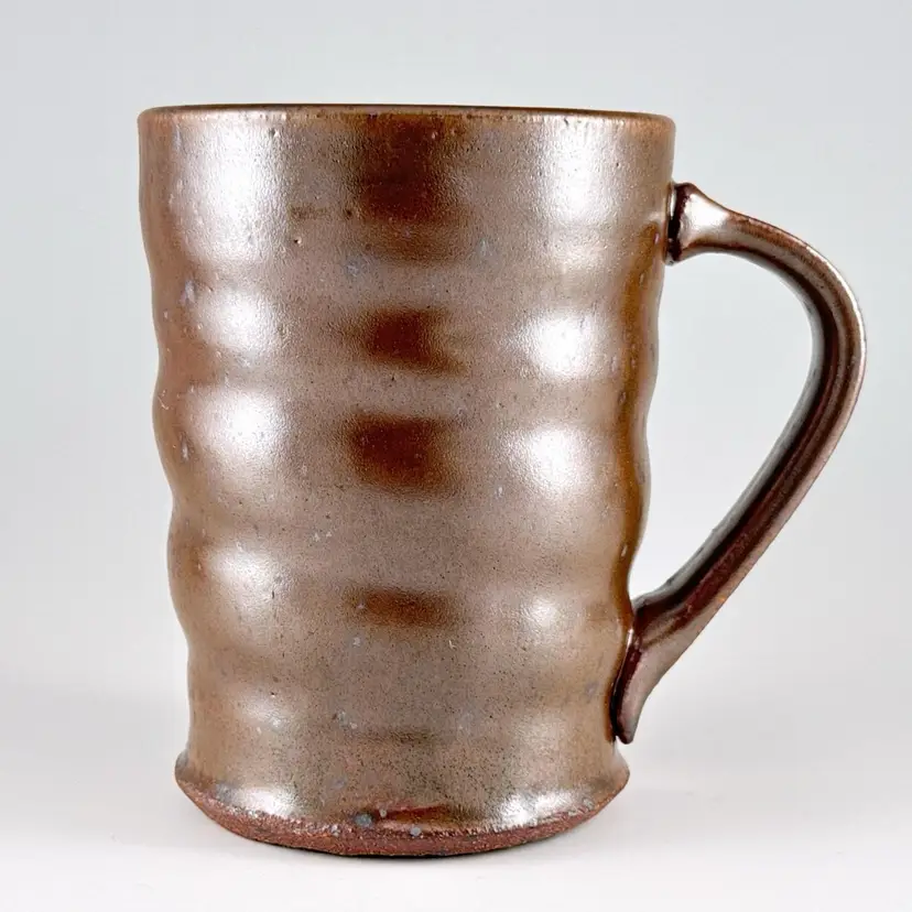 McP Pottery 16oz Mug, Iron Oxide Metallic Brown Glaze, Handmade Ceramic Coffee Cup