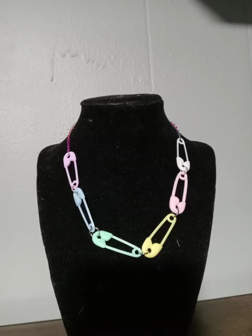 Pastel Safety Pin Necklace