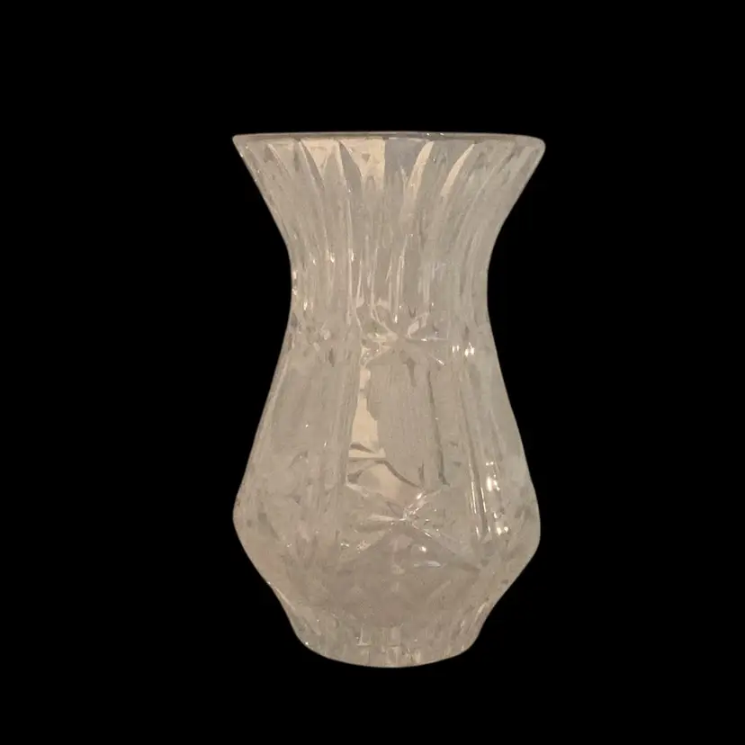 Vintage Clear Pressed Crystal Vase 5.25 Inches Tall