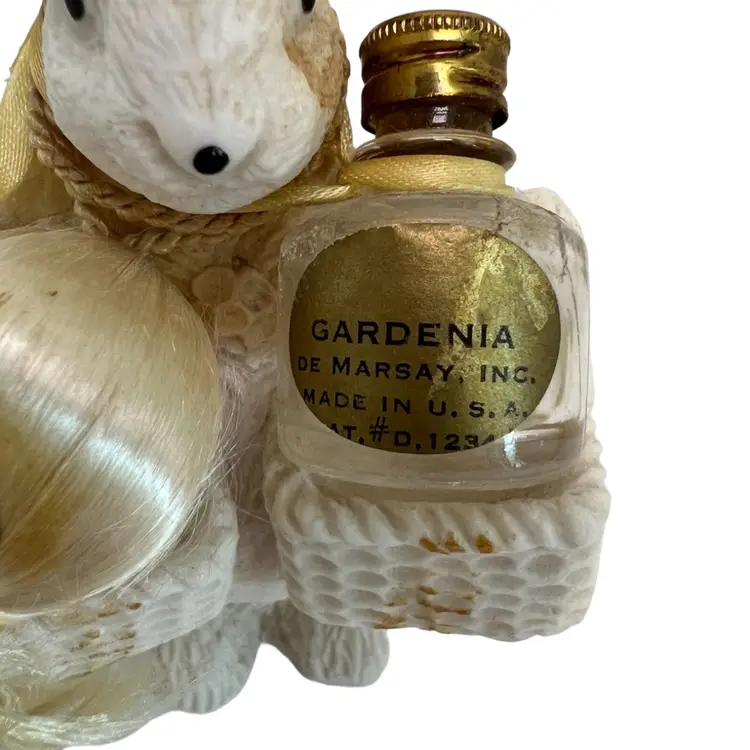 Rare Gardenia By De Marsay Glass Perfume Bottle Bunny Holder