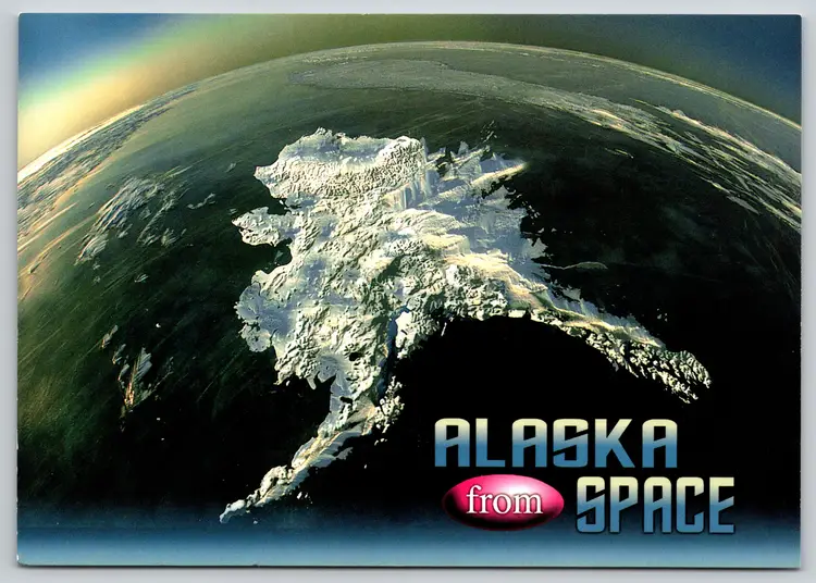 Postcard Satellite View of Alaska from Space Earth Curvature