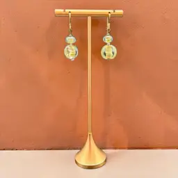 Artisan Lamp Work Pale Green Glass Dangle Drop Earrings On 14k Gold Filled Hook