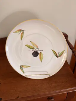 Vintage Ceramiche Fontana Siena Italy 14 Inch Hand Painted Olive Charger Plate, Large Italian Majolica Serving Platter, Tuscan Kitchen Wall Decor