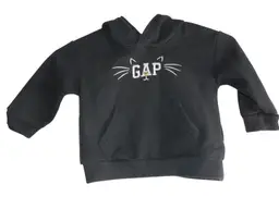 Baby GAP Embroidered Black cat hoodie with ears Unisex pullover kangaroo pocket