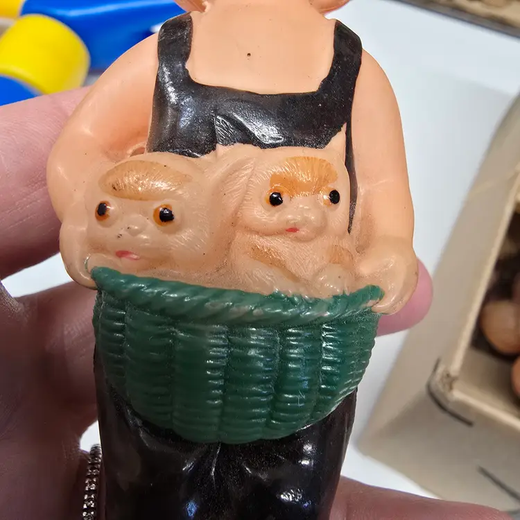 Vintage Plastic Doll with kittens