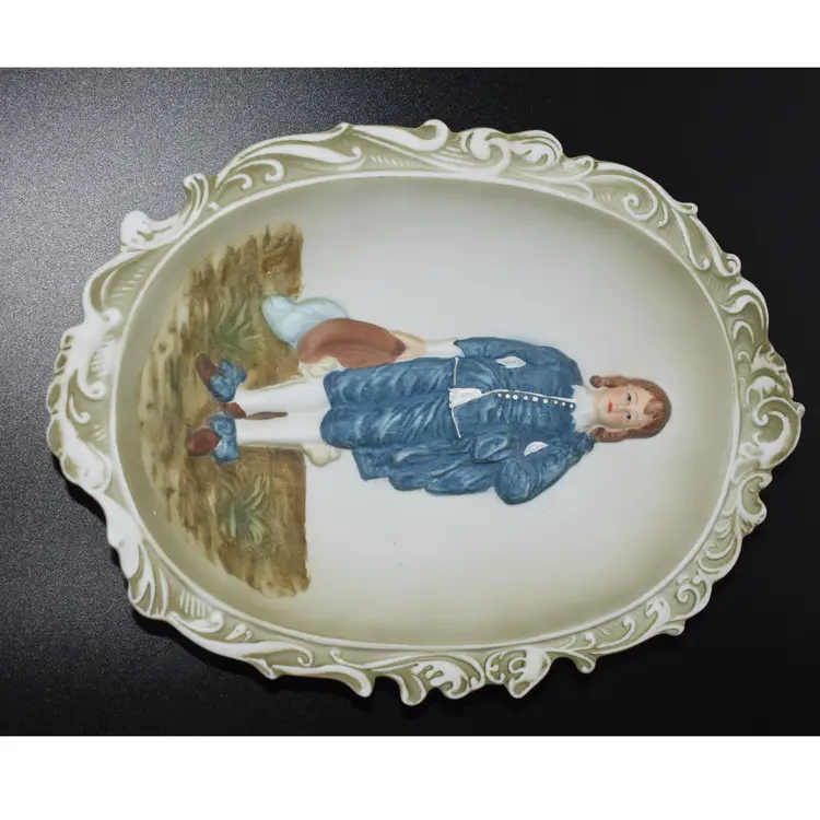 Pinkie And Blue Boy Lefton China Wall Plaques