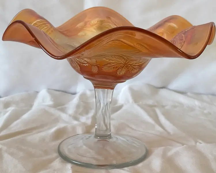 Fenton Marigold Carnival Glass Compote Bowl