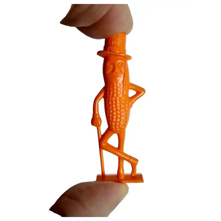 #01 Planters Mr. Peanut Orange Toy Whistle Original Plastic Figure 1950s Vintage Retro