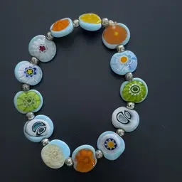Millefiori Art Glass Stretch Bracelet